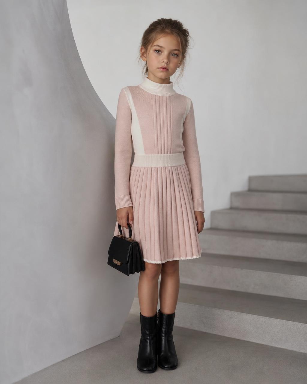 Still life product preservation · abito childrenswear in maglia rosa cipria per campagna AISEOSA